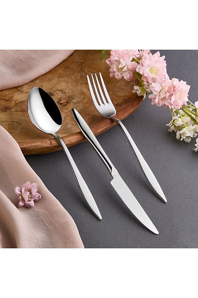 Dilay Cemre Fork, Spoon Set 60 Pieces (18-10 Quality, 304 Stainless Steel, 3 mm Thickness)