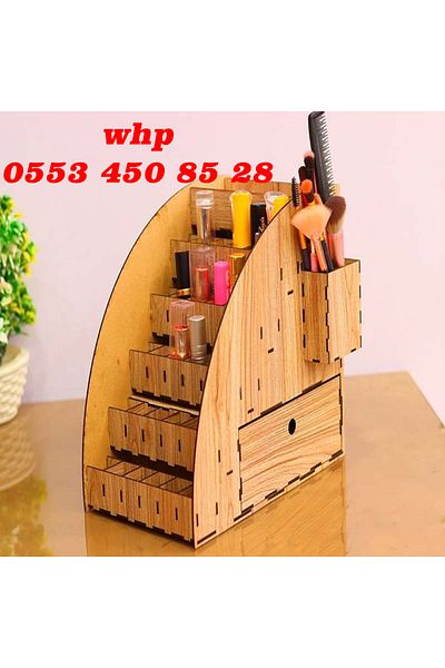 ÇUKUROVA ÜTÜ Organizator de machiaj, suport de afișare cu suport pentru ruj Cutie de bijuterii 3 mm lemn (29 X 26 CM x 17 CM)