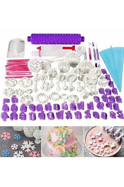 HALAMODO 100-Piece Cake Decorating Fondant Blue/White/Red