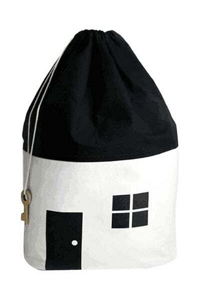 HALAMODO Room Decoration Large Capacity House Patern Storage Bag White 65x36x20cm