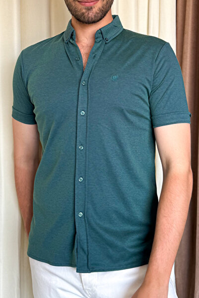 ModaPlaza Men's Interlock Short Sleeve Shirt 1017