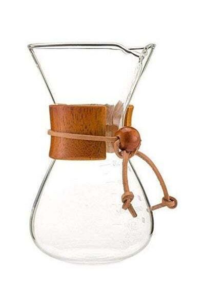 HALAMODO Pour Over Glass Coffee Carafe with Wood Sleeve Clear/Brown
