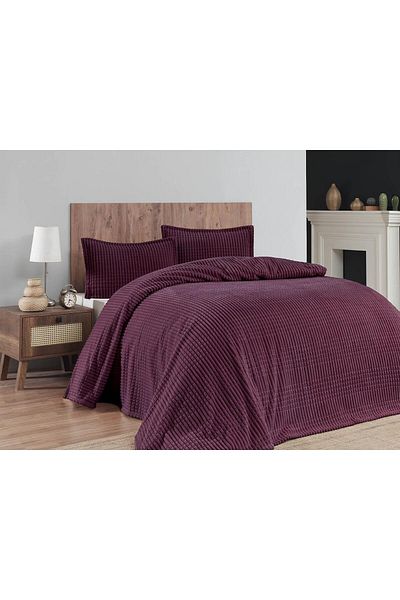 Merinos Modern Line 3 Piece Double Blanket Set Boxed 220X240 Cherry