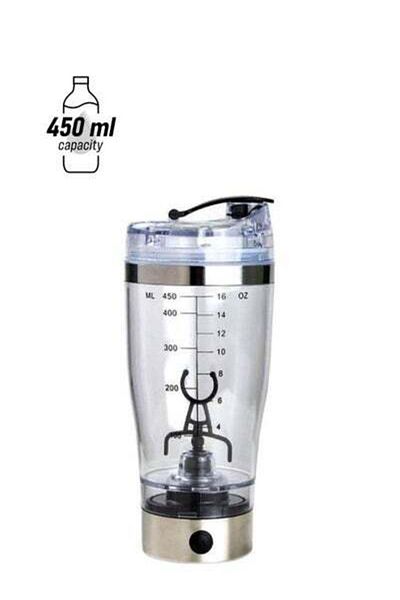 HALAMODO Portable Shaker Mixer Cup With Detachable Mixer Clear/Silver 3x3x4inch