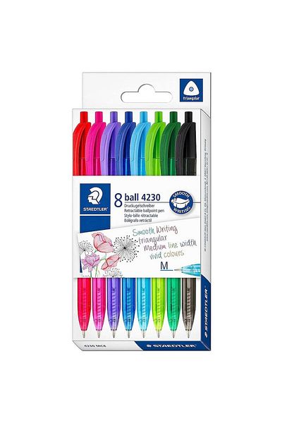 Staedtler Set of 8 ballpoint pens, retractable, assorted colors, Staedtler 4230 MC8