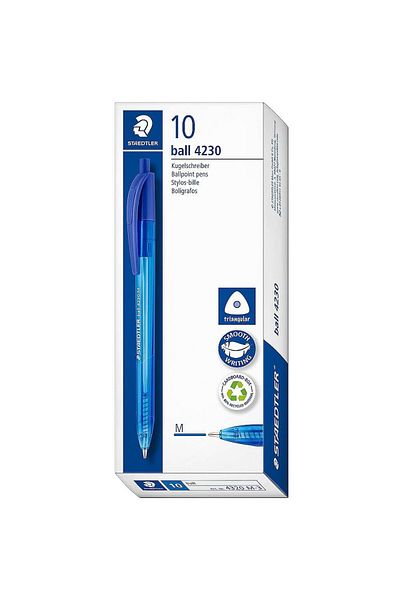 Staedtler Set of 10 ballpoint pens, retractable, Staedtler 4230 M Blue