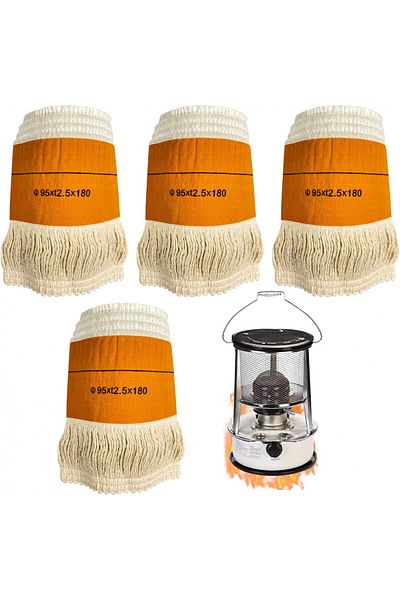 Tongboke Set de 4 fitiluri pentru aragaz de camping Tongboke, bumbac, bej, 95 x 180 mm