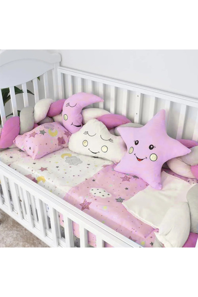 Factory Price -8 Pieces Soft Bedding Sets for Kids – Pink Star