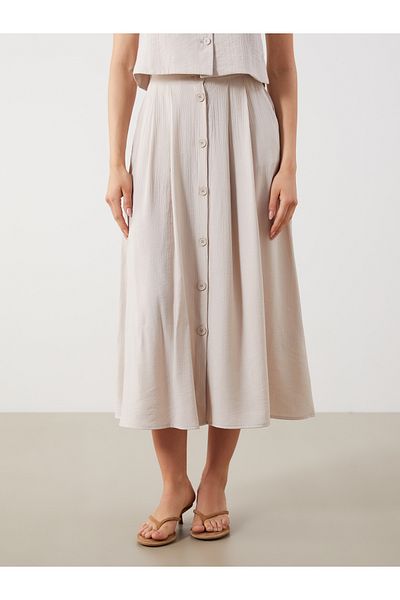 LC Waikiki Textured Pleated Skirt with Elastic Waist