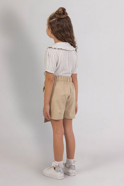 DMB BOYS & GIRLS Girls' Short Sleeve Striped Shirt and Shorts Skirt Set