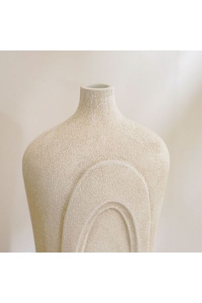 Danube Home Ava Polyresin Drop Sand Texture Vase White 16X10X35Cm | Polyresin Vase Home Decor