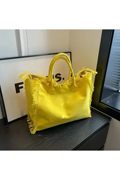 Büyük Hanım Large Size Yellow Color Beach Bag