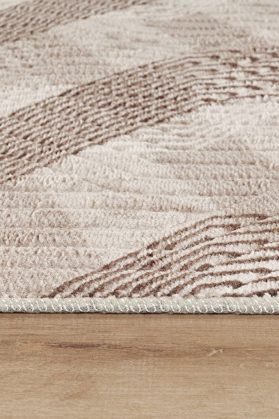 LİNOS HOME Kaylee Yıkanabilir Kaymaz Tabanlı Embos Kesme Rulo Halı Yolluk Salon,Oturma Odası,Mutfak Kahve-7027