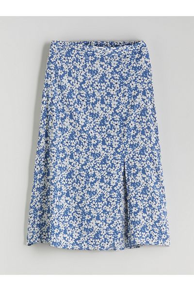 LC Waikiki Floral Slit Skirt with Elastic Waist