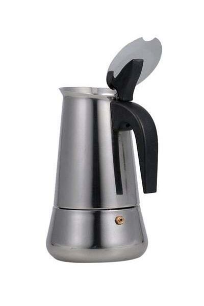 HALAMODO 2 Cup Espresso Coffee Maker Moka Pot Silver/Black/Grey