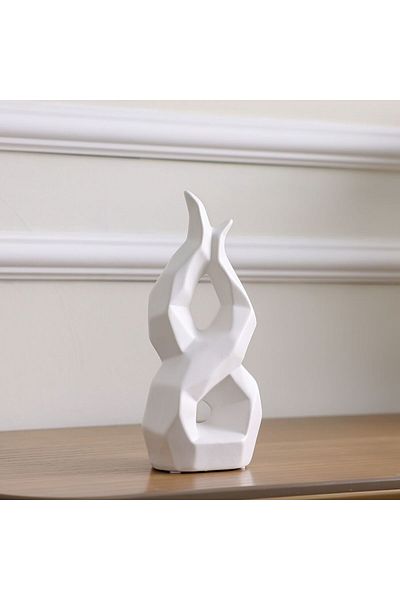 Danube Home Florence Ceramic Abstract Angular Spiral Vase 15X9X29Cm | Ceramic Vase Home Decor