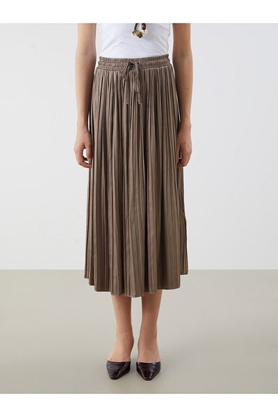 LC Waikiki Satin Pleated Skirt with Elastic Waist