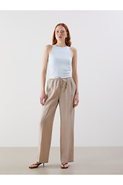 LC Waikiki Дамски панталон от лен с еластична талия