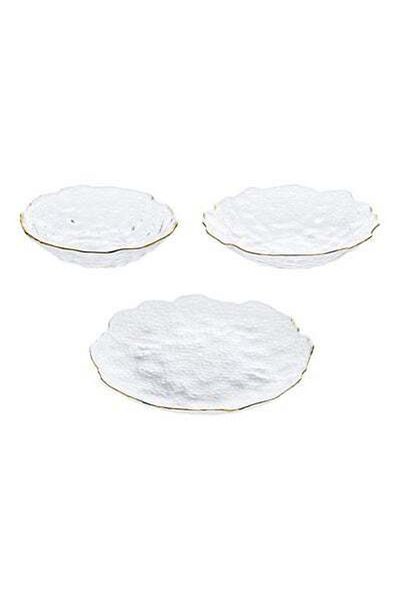 HALAMODO 3-Piece Glass Serving Plates Clear 25.5x2.5cm