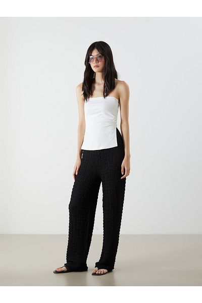 LC Waikiki Women's Textured Spanish Leg Pants with Elastic Waist