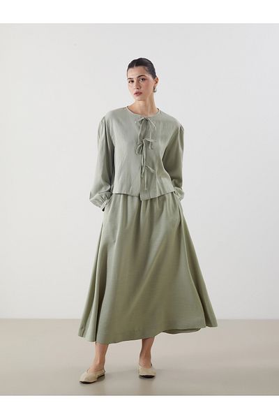 LC Waikiki Elastic Waist Linen Blended Skirt