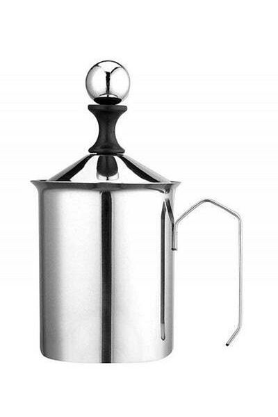 HALAMODO Manual Milk Frother Silver 8 x 7 x 6 centimeter Silver 8 x 7 x 6cm