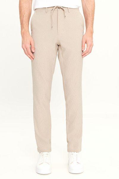 AC&Co / Altınyıldız Classics Ανδρικό μπεζ Slim Fit Slim Fit με δεμένη μέση ριγέ πλαϊνή τσέπη Casual Jogger παντελόνι