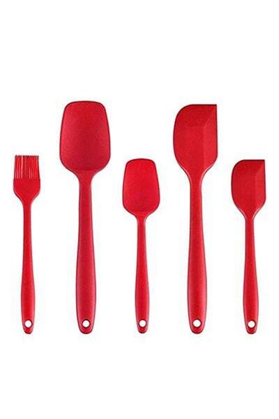 HALAMODO 5-Piece Baking Scraper Shovel Spatula Set Red