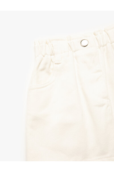 Koton Mini Skirt with Snap Button Detail, Elastic Waist and Pockets