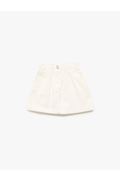 Koton Mini Skirt with Snap Button Detail, Elastic Waist and Pockets