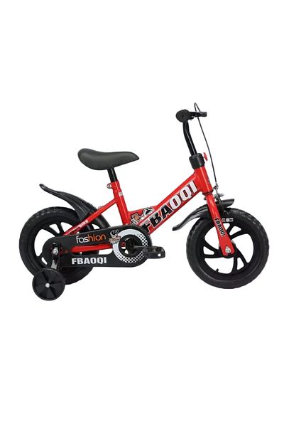 rexa 12-Inch Kids Bike – Steel Frame, Caliper Brakes, Flashing Stabilisers, Red