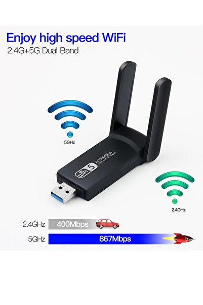 BONJUX 1300 Mbps Dual Band USB 3.0 Kablosuz Wifi Adaptör Kablosuz Wifi Alıcı 2.4ghz 5ghz Windows 7/8/10/11
