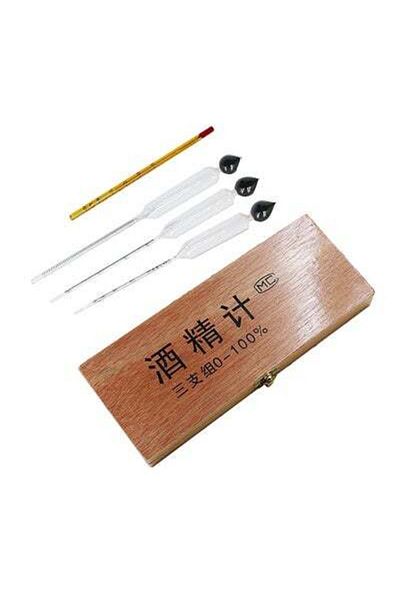 HALAMODO 3-Piece Alcohol Instrument Hydrometer Tester With Storage Box Clear/Yellow/Brown