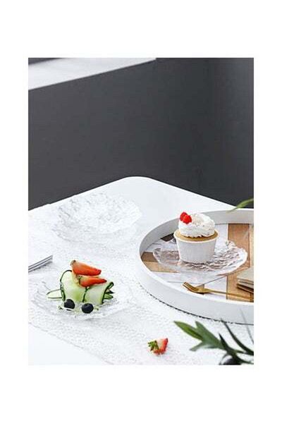 HALAMODO 4-Piece Glass Plates Clear 15x2.7cm