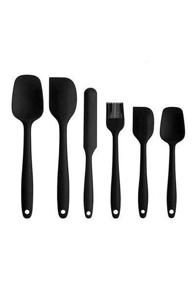 HALAMODO 6 Piece Non-Stick Spatula Set Black