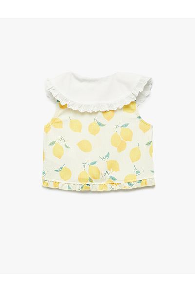 Koton Lemon Patterned Sleeveless Baby Collar T-Shirt