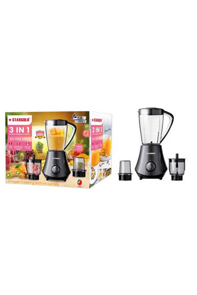 Generic STARGOLD 3-in-1 Blender 600W with Juicer, Grinder, Chopper & 1.5L Jar, Pulse Function & Safety Lock