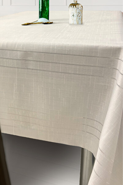 FurkanTicaret مفرش طاولة كولبر من الكتان المقاوم للبقع بدون خياطة مقاس 160x22...