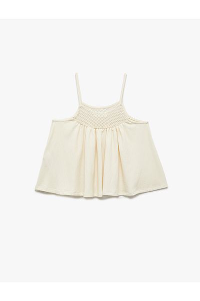 Koton Square Neck Gipe Detailed Strap Crop Blouse