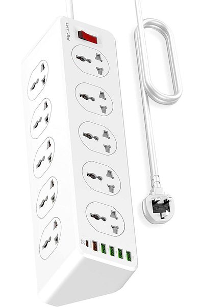 Generic PEGANT 10 Way Power Extension Cord Surge Protector Strip Heavy Duty Universal Electrical Socket 5x U