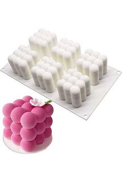 HALAMODO Cube Silicone Mold for Baking Chocolate Cake White 11.61 x 6.77 x 2.36inch