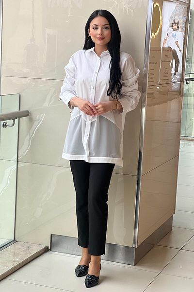 Ghisa Cotton Shirt with Chiffon Detail