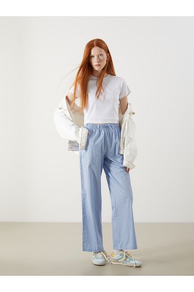 LC Waikiki Pantaloni de damă cu dungi cu talie elastică