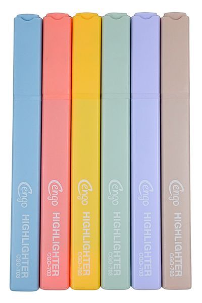 Cengo Square Type Highlighter Highlighter Pen Retro Colors Set of 6 Cgo703