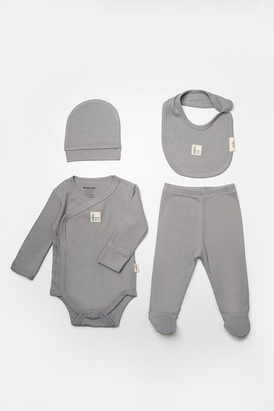 BabyCosy Organic Wear Baby 4-Piece Long Sleeve Set, 50% Bamboo 50% Organic Cotton, Baby - Newborn - Csyb9011