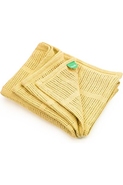 Moon Organic Cellular Baby Blanket 75×100 cm – 100% Cotton, Machine Washable – Yellow
