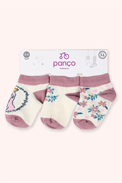 Panço Kız Bebek 3'lü Patik Çorap Seti