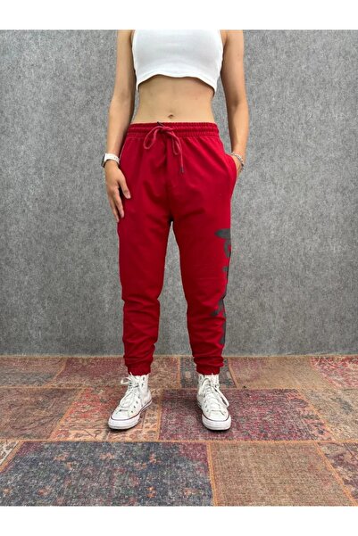 FıttingRoom Printed Red Jogger with Elastic Waist and Legs