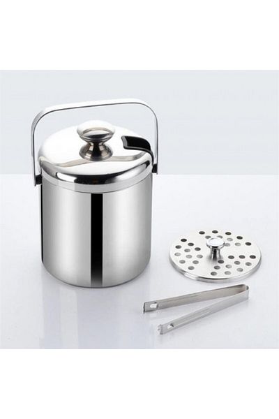 OEM Ice Bucket With Lid And Tongs, Double Layer, Stainless Steel, 3 L