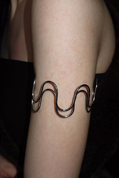 Vitastyle Gümüş Dalga Detaylı Omuz / Pazu Bileziği